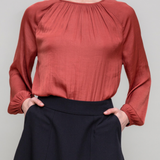 Blouson Sleeve Popover Blouse, Copper