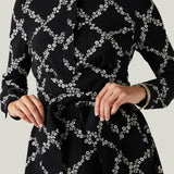 Daisy Dress with Obi Belt, Black