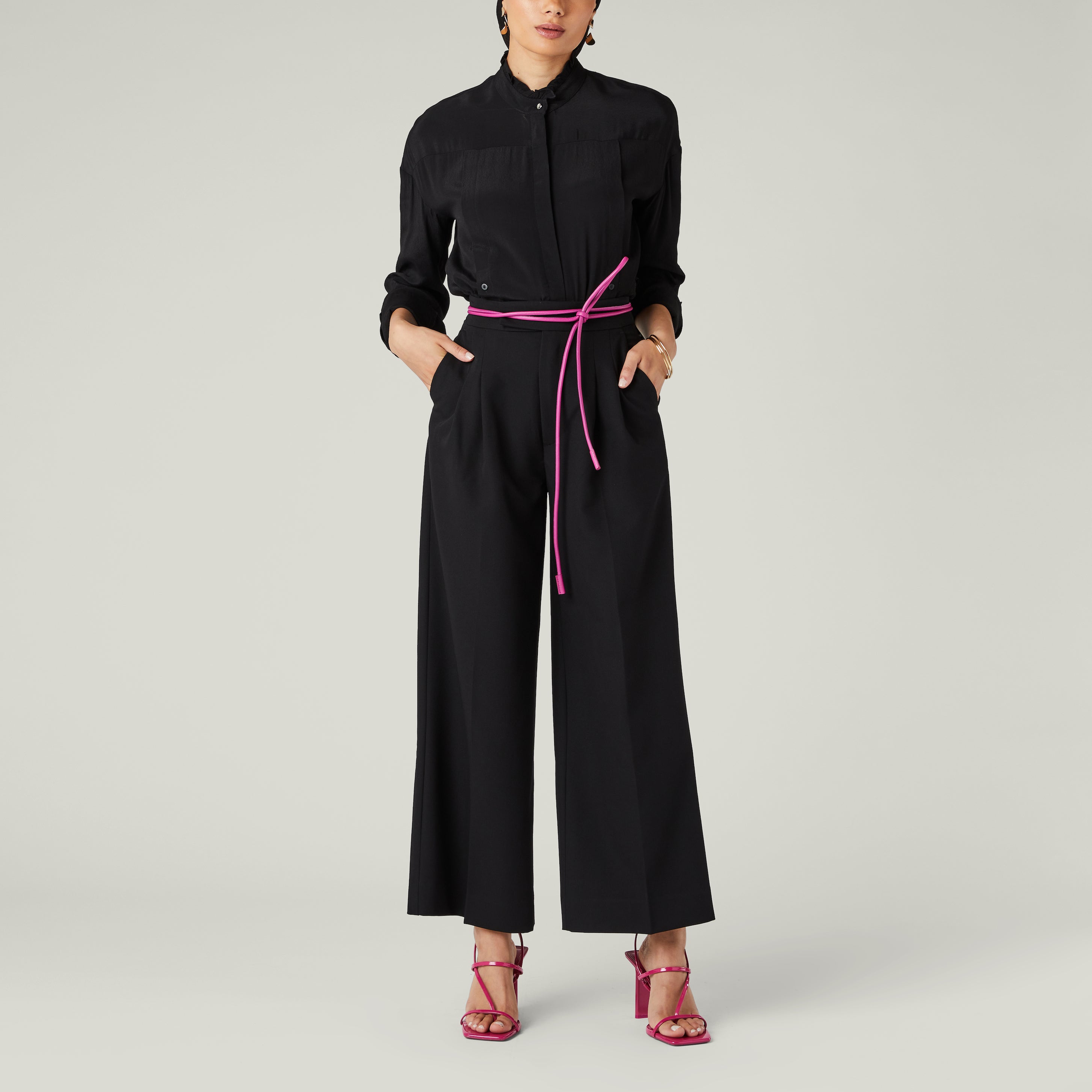 black wide leg trouser