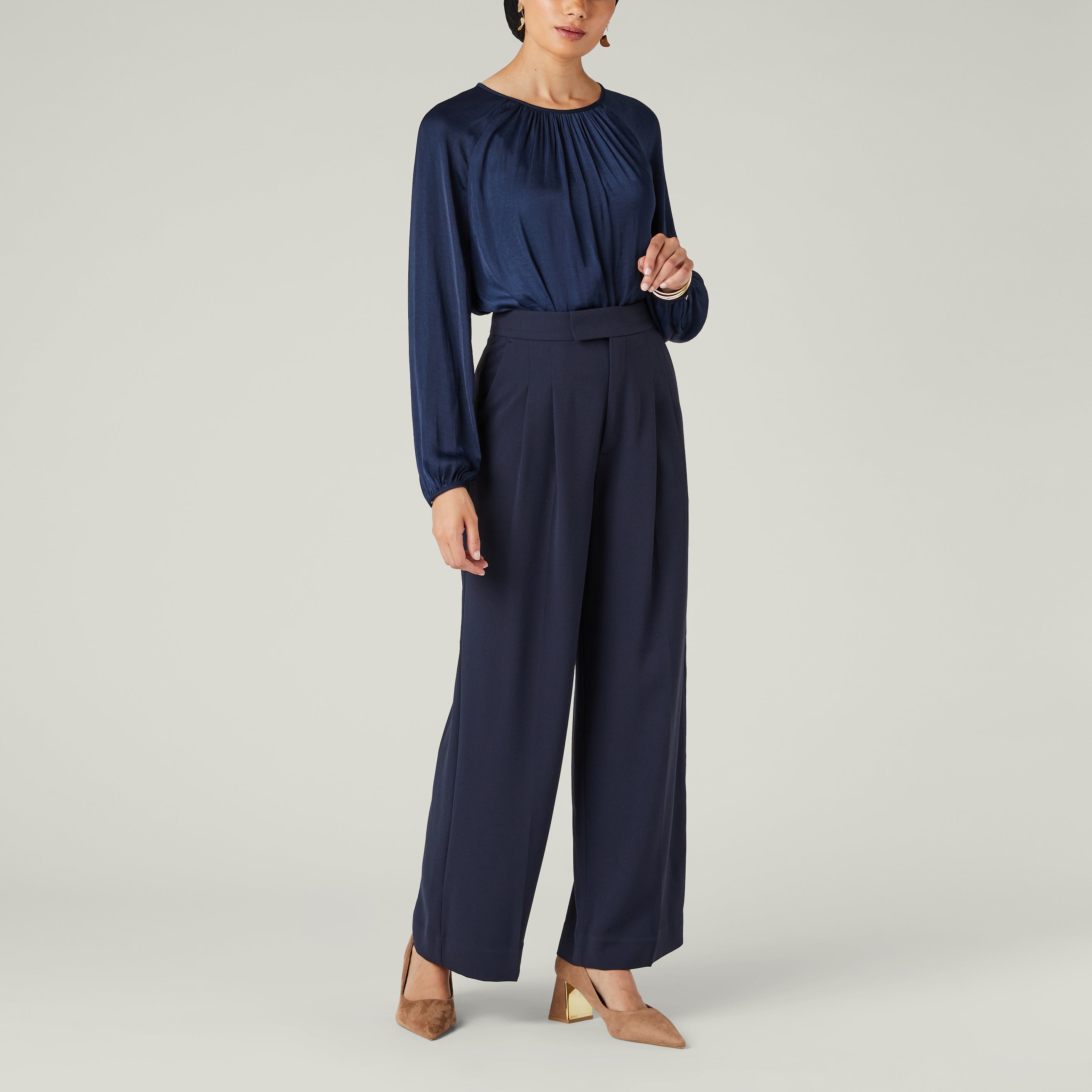 Wardrobe Essential Wide Leg Trouser navy
