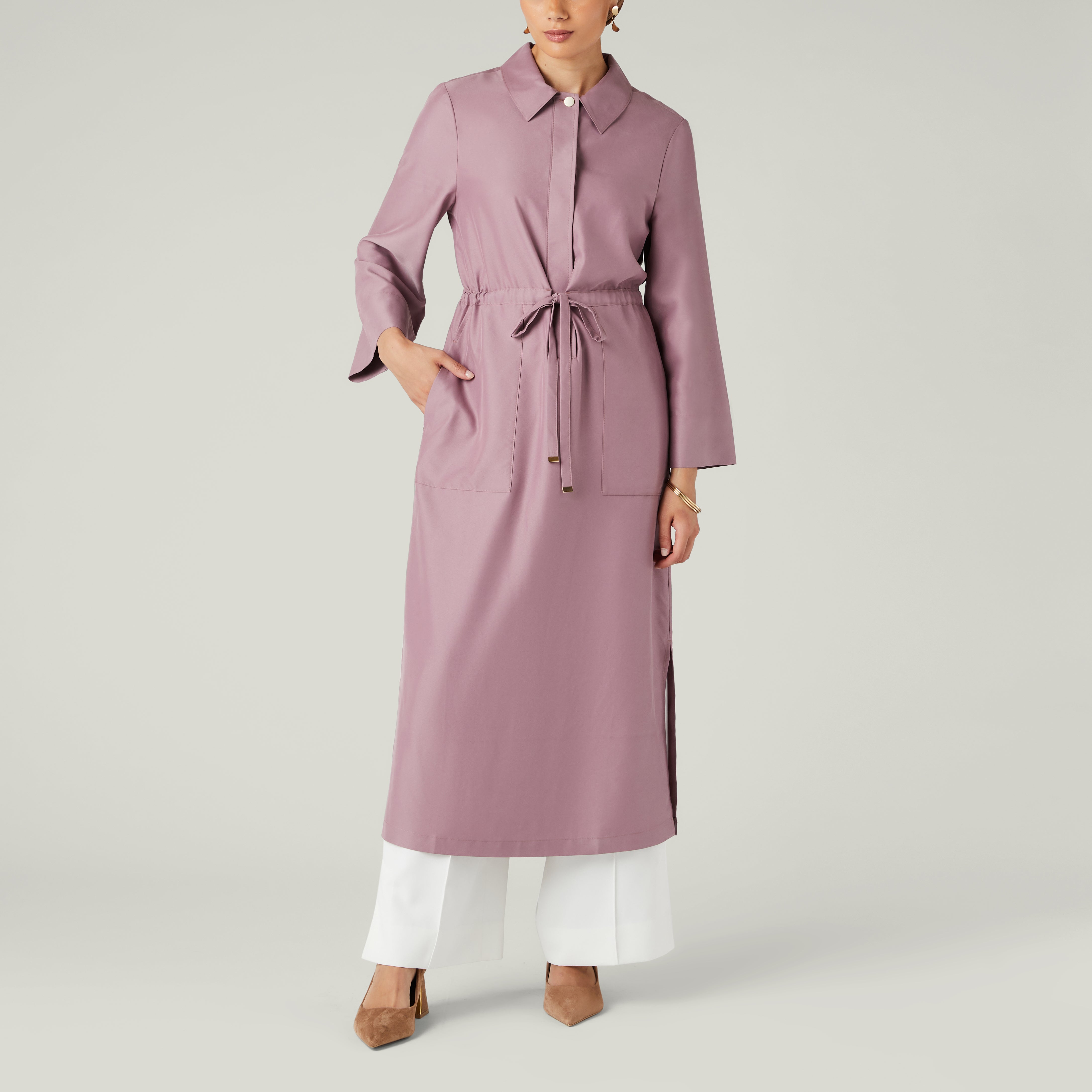 Drawstring Tunic Dress, Light Mauve NAAYIB Drawstring Tunic Dress, Light Mauve NAAYIB