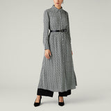 Geometric Print Shirt Dress, Black