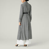 Geometric Print Shirt Dress, Black