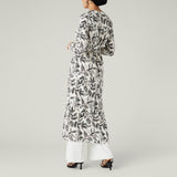 Black And White Leaf Print Tunic Dress