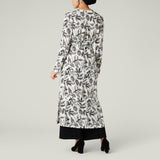 Black And White Leaf Print Tunic Dress