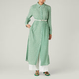 Geometric Print Shirt Dress, Green