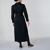Tailored Cotton Midi Dress, Black