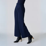 Navy Wide Leg Trousers, Twill