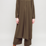 Pleat Sleeve Midi Dress, Khaki