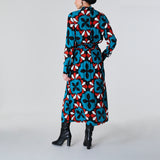 Abstract Print Midi Dress, Blue