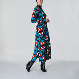 Abstract Print Midi Dress, Blue