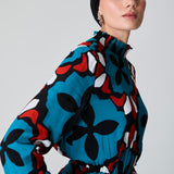 Abstract Print Midi Dress, Blue