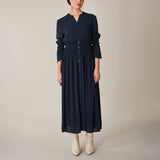 Shirred Waist Dress, Navy