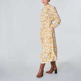 Abstract Print Midi Dress, Yellow