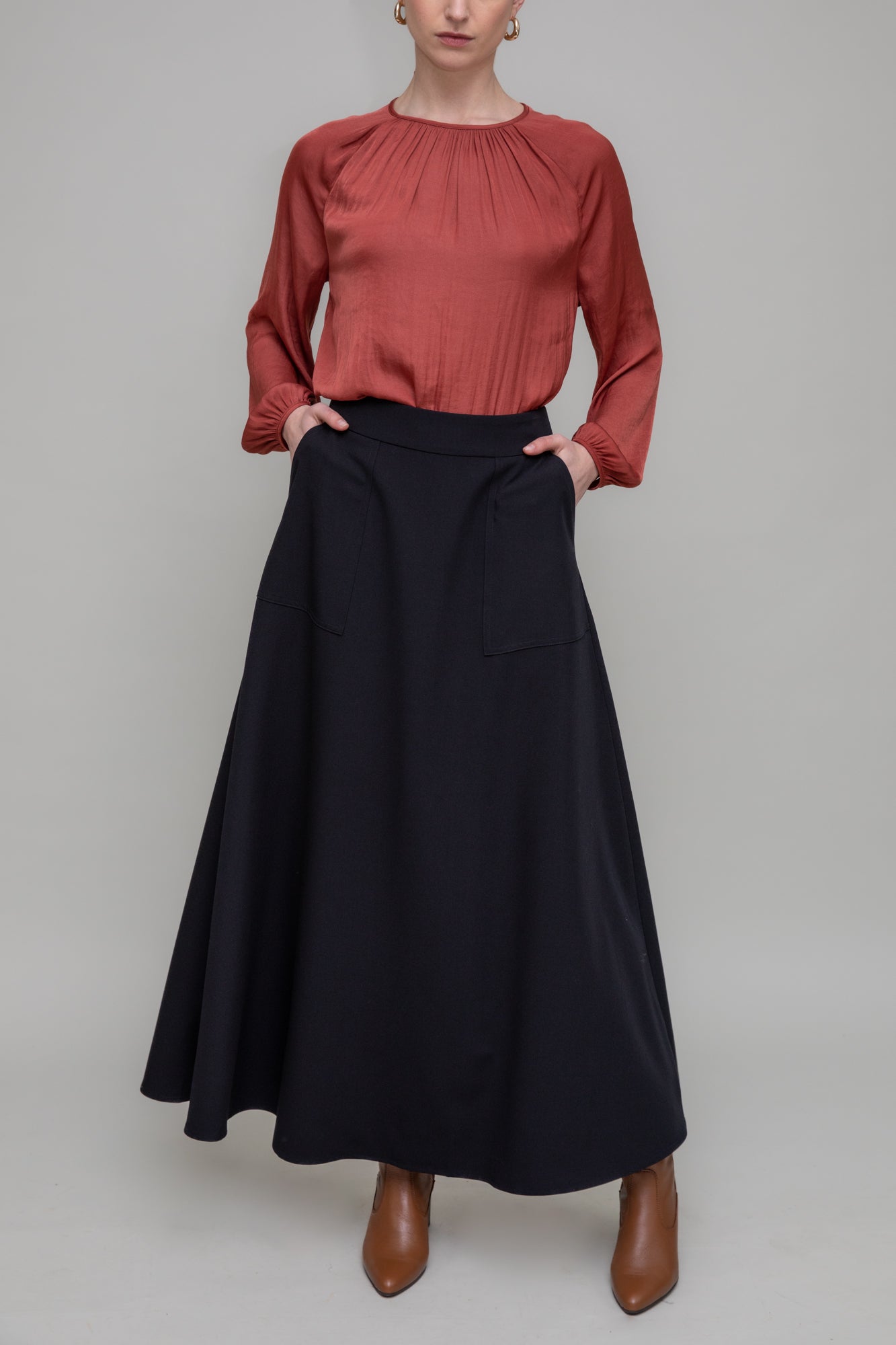 Black A Line Maxi Skirt