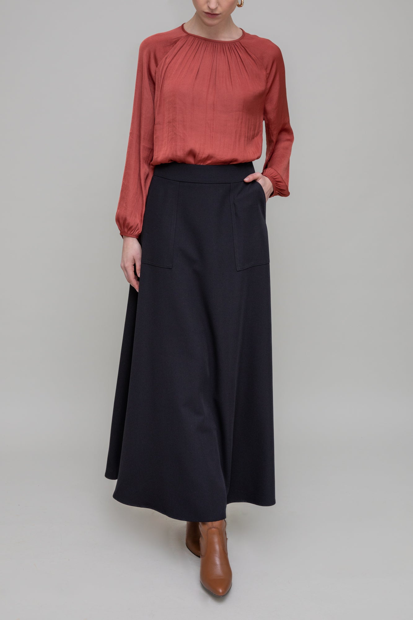 Maxi A Line Skirt, Black NAAYIB Maxi A Line Skirt, Black NAAYIB