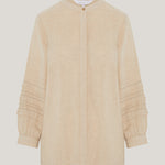 Contrast stitch detail linen blouse