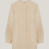 Contrast stitch detail linen blouse
