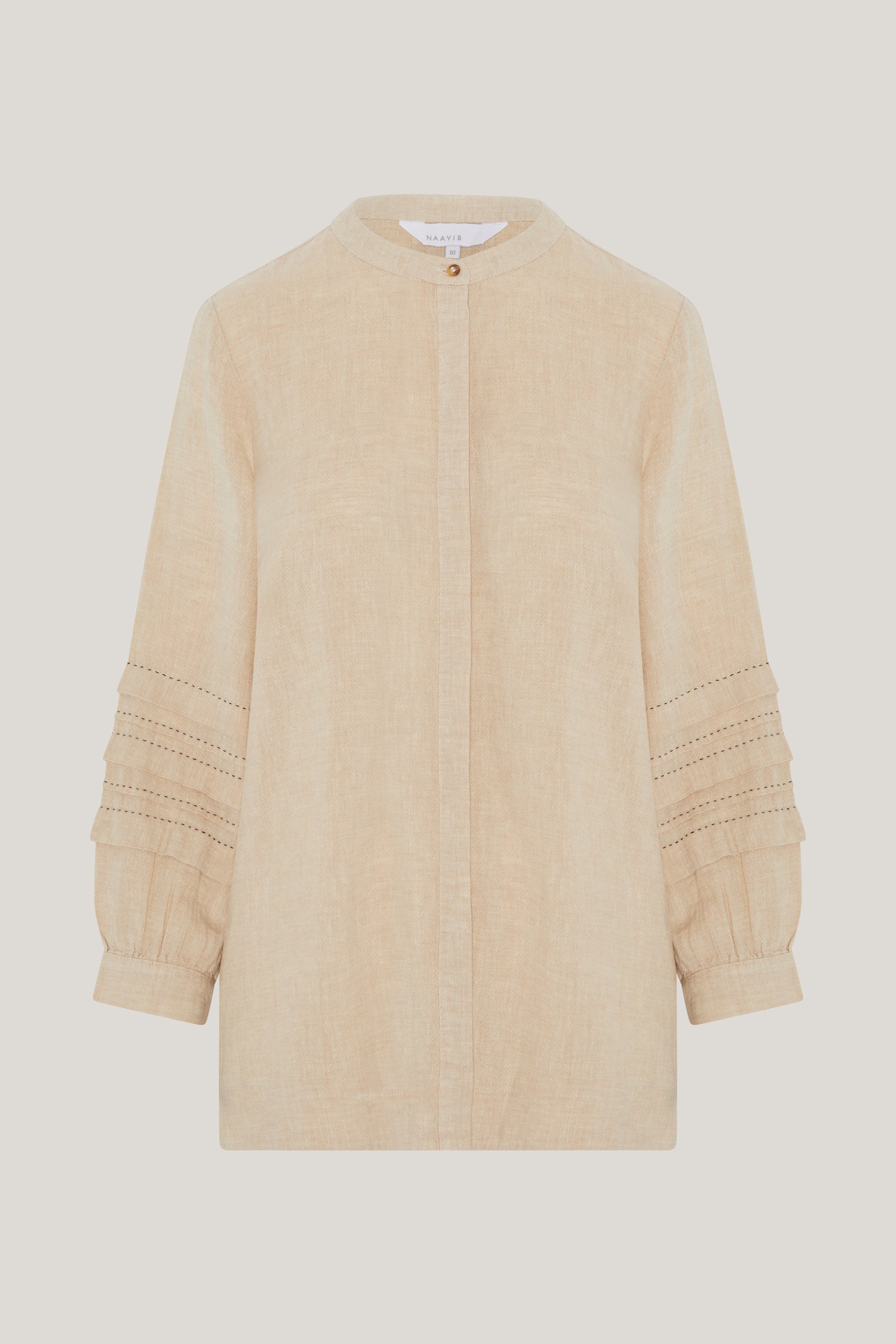 Contrast stitch detail linen blouse