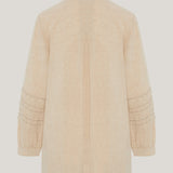 contrast stitch linen blouse sand