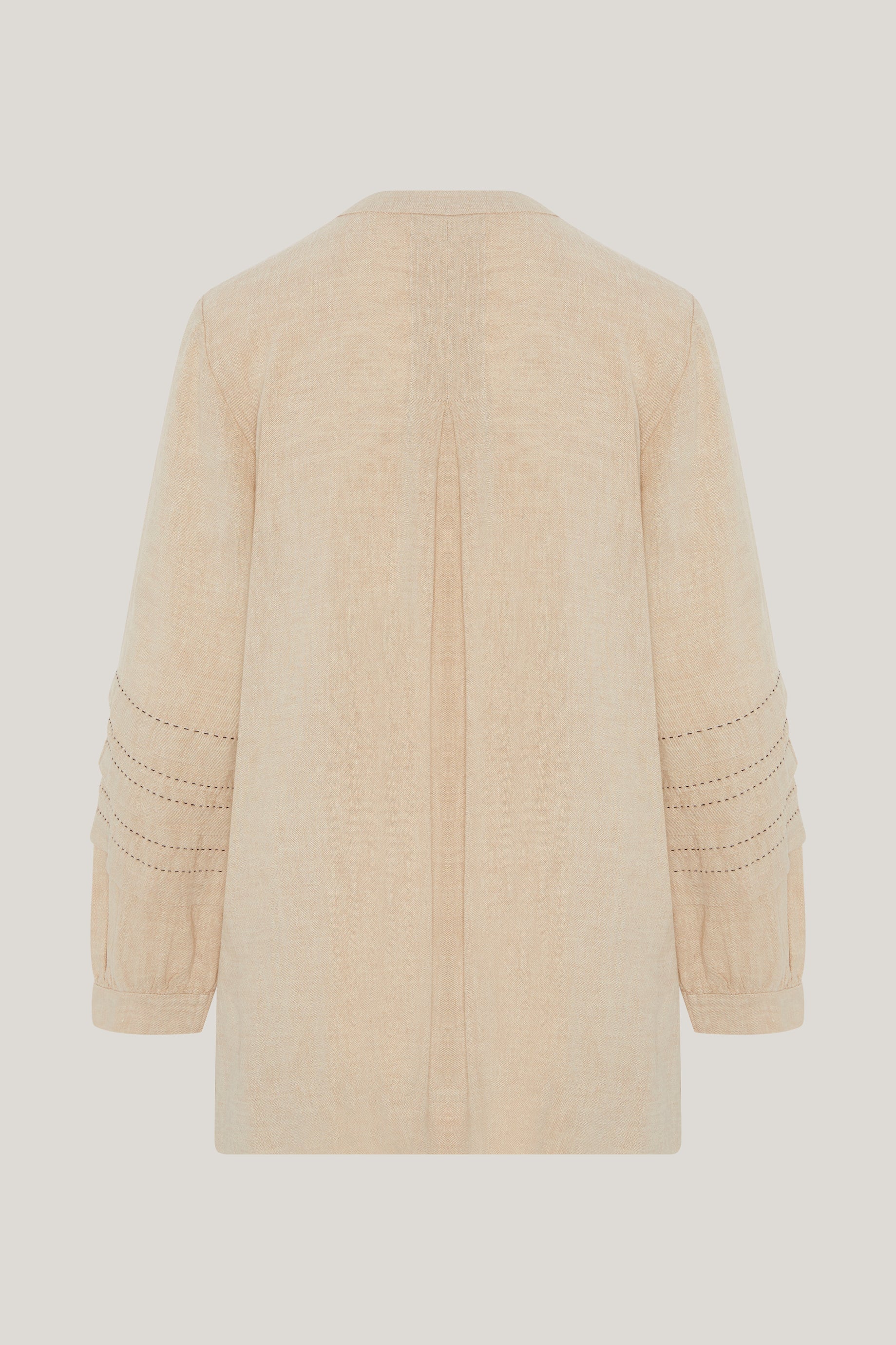 contrast stitch linen blouse sand