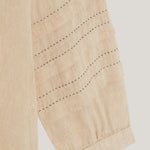contrast stitch linen blouse sand