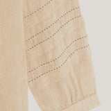 contrast stitch linen blouse sand