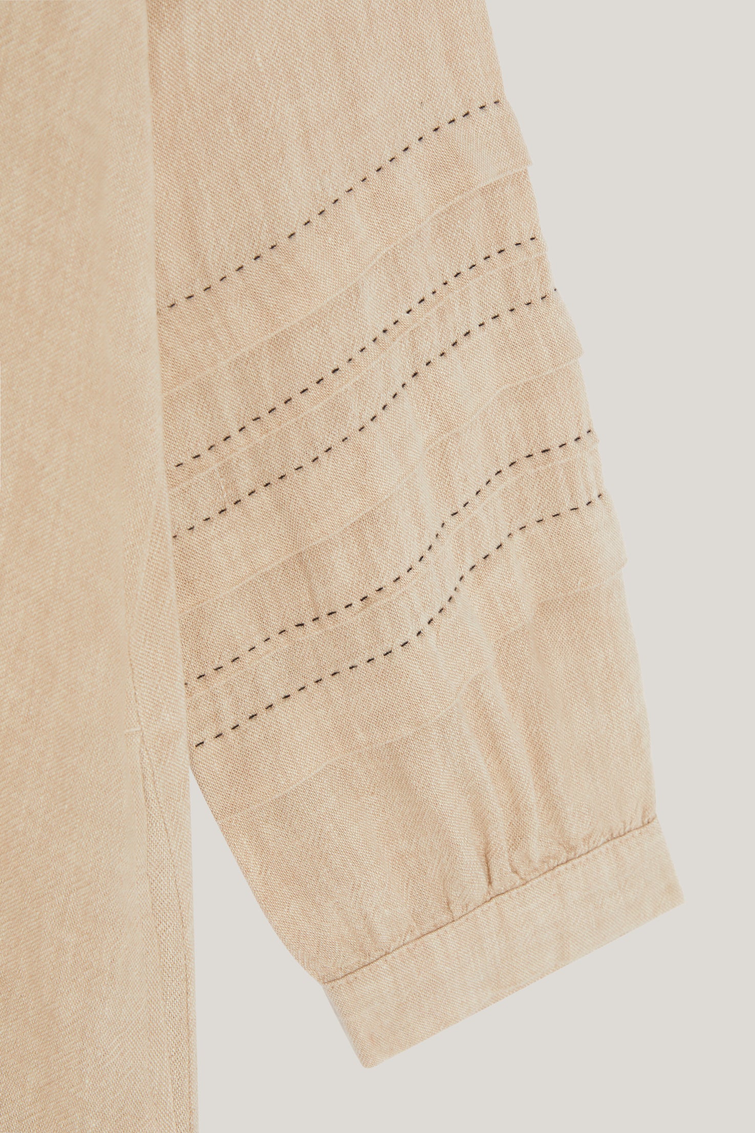 contrast stitch linen blouse sand