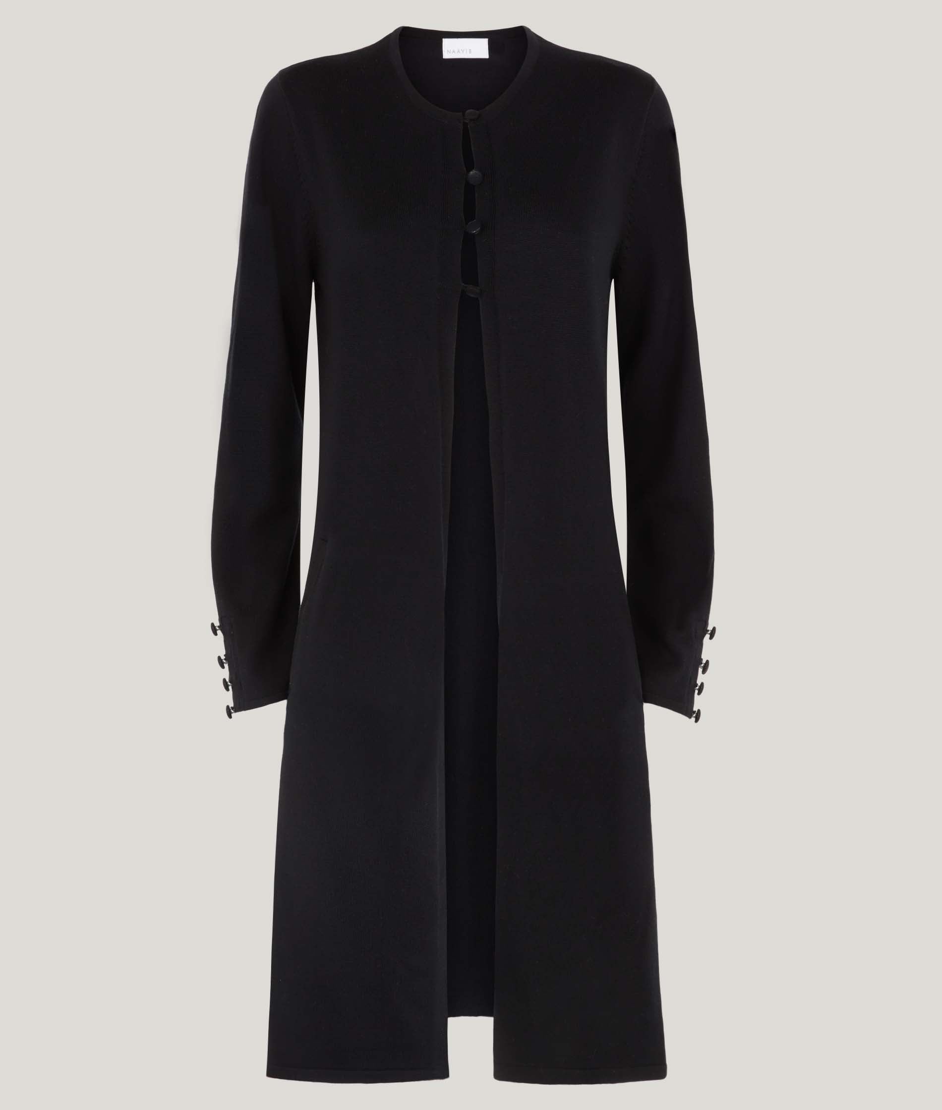 Black Longline Cardigan Merino Wool