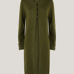 Olive Longline Merino Wool Cardigan