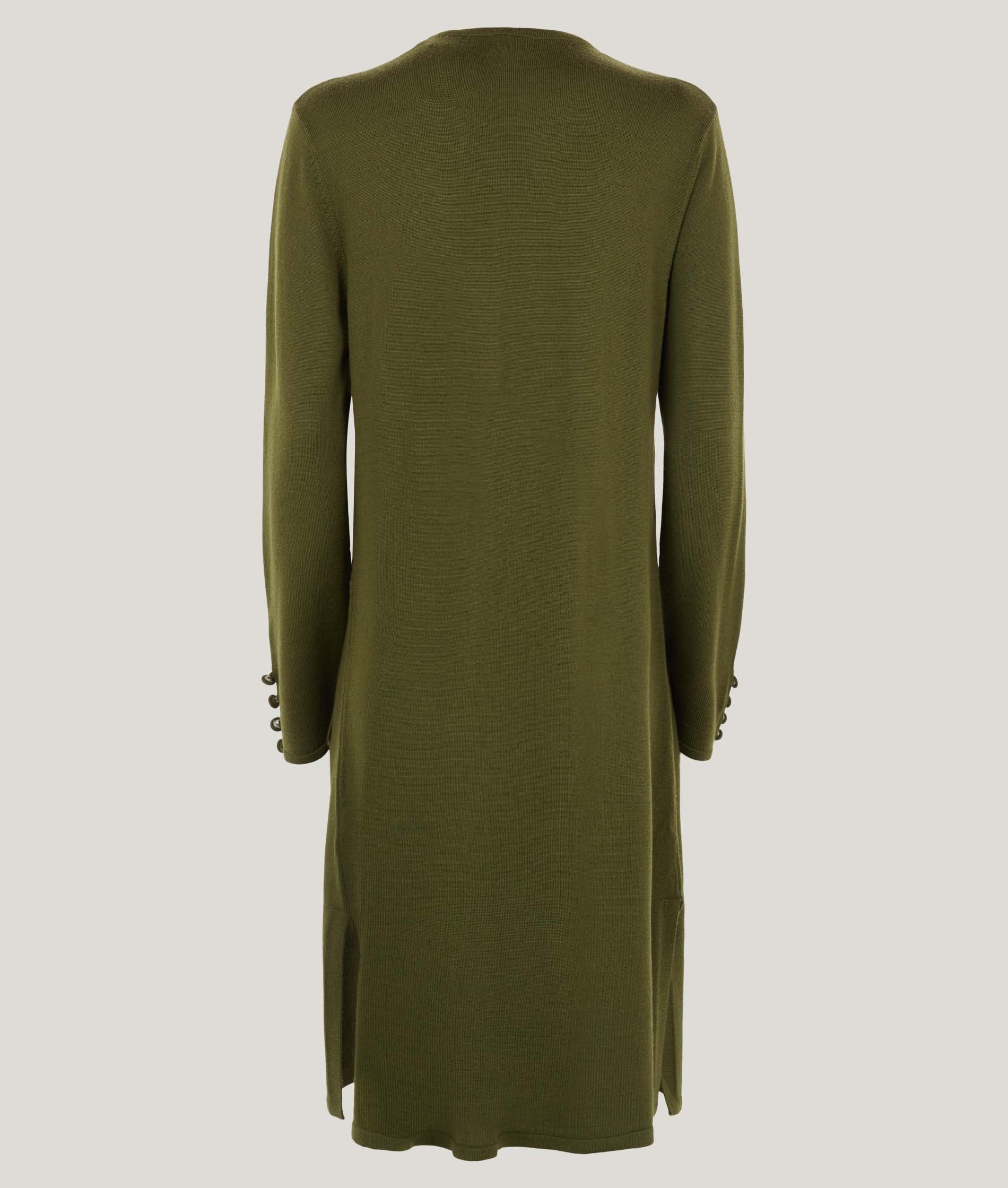 Olive Longline Merino Wool Cardigan