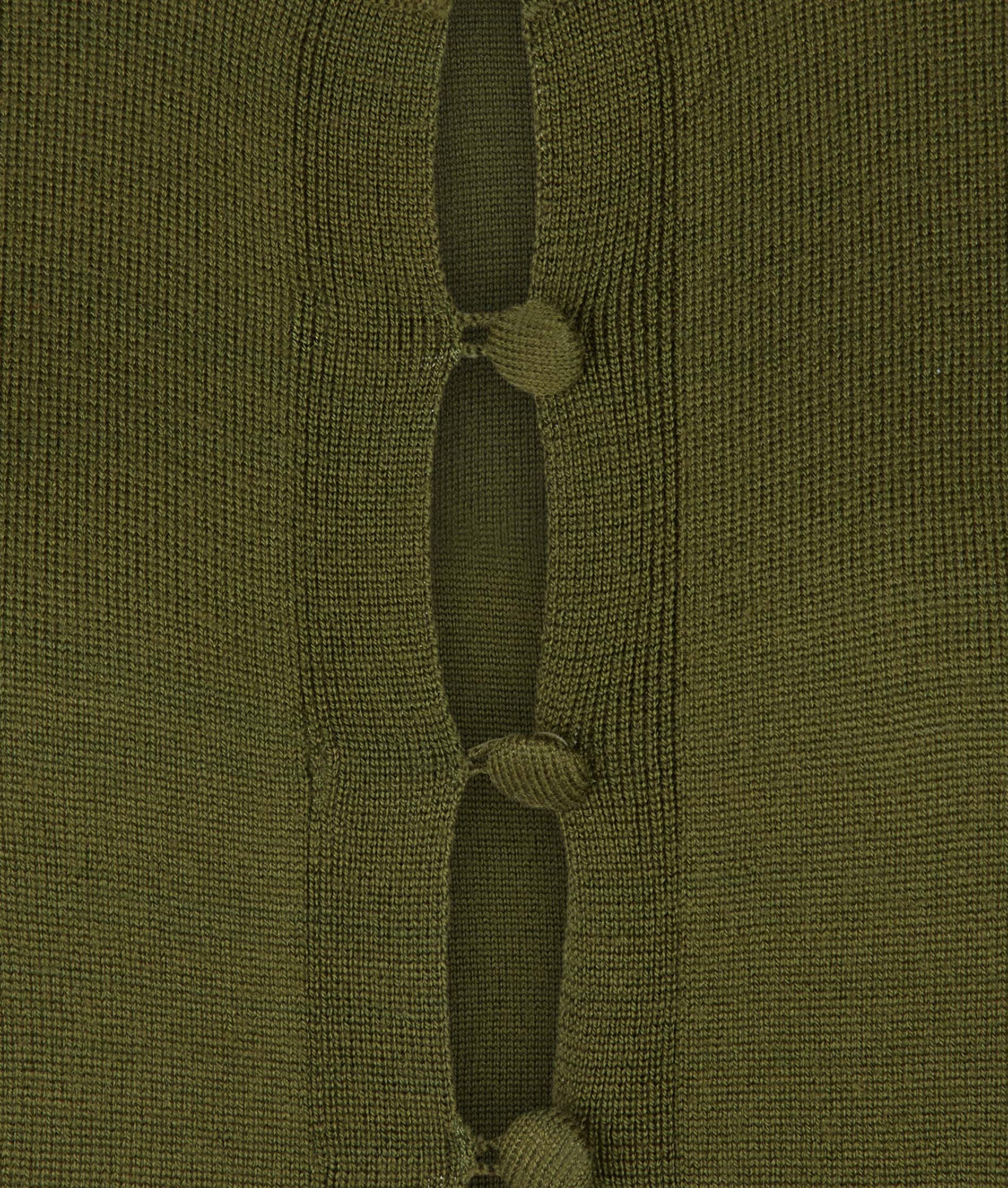 Olive Longline Merino Wool Cardigan