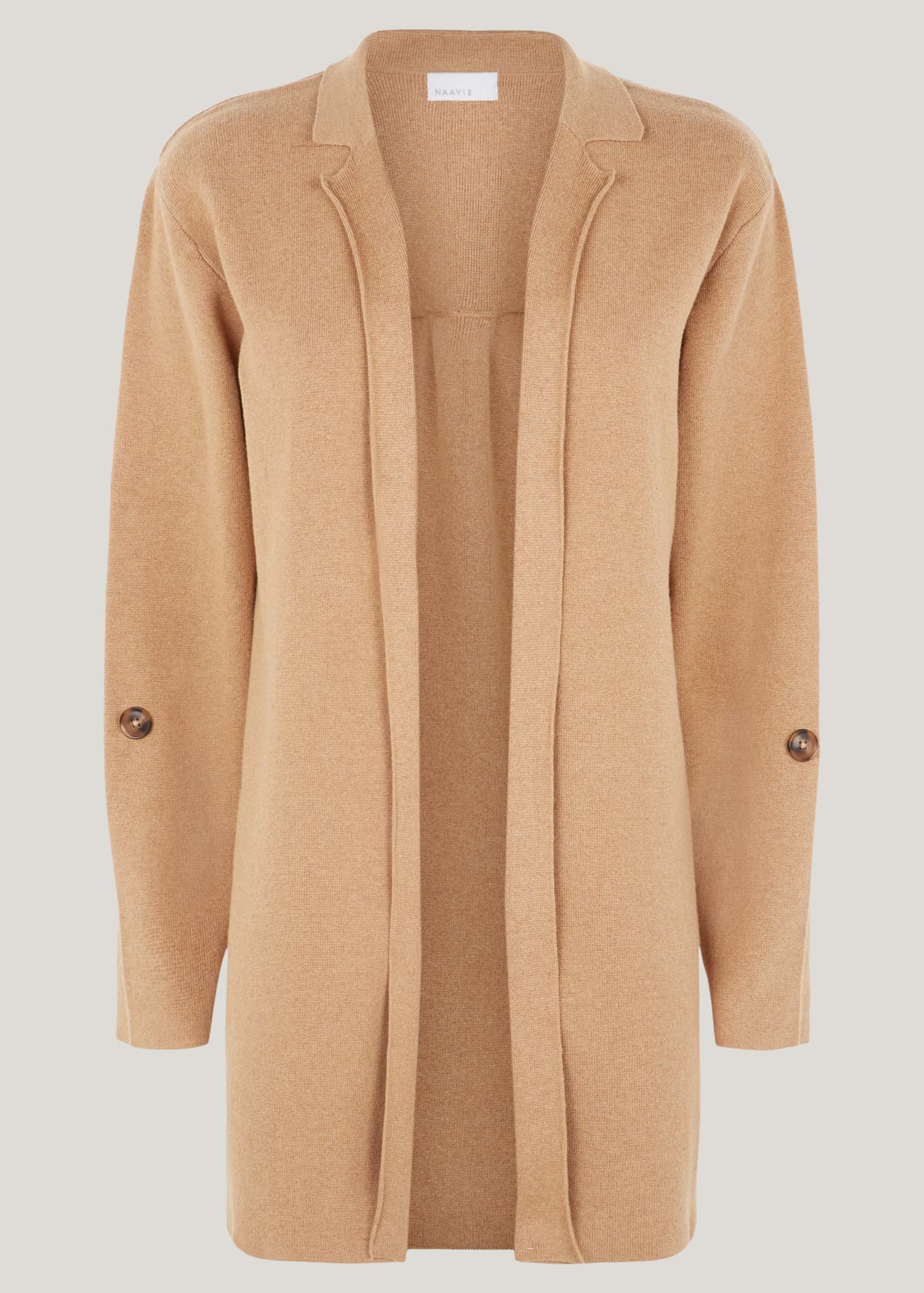 Camel open 2025 front cardigan