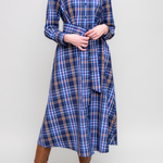 Navy Check A-Line Shirt Dress