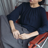 Elevated Essential, Statement Blouse in Timeless Navy, Versatile long length comfort and adaptability.