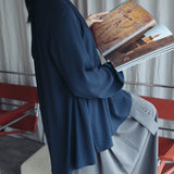 Elevated Essential, Statement Blouse in Timeless Navy, Versatile long length comfort and adaptability.
