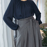 Elevated Essential, Statement Blouse in Timeless Navy, Versatile long length comfort and adaptability.