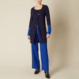 Two Tone Fine Knit Cardigan, Blue