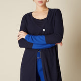Two Tone Fine Knit Cardigan, Blue