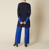 Two Tone Fine Knit Cardigan, Blue