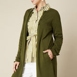 Olive Longline Extra Fine Merino Cardigan