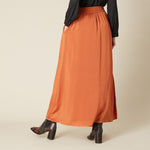 Burnt Orange Satin Maxi Skirt