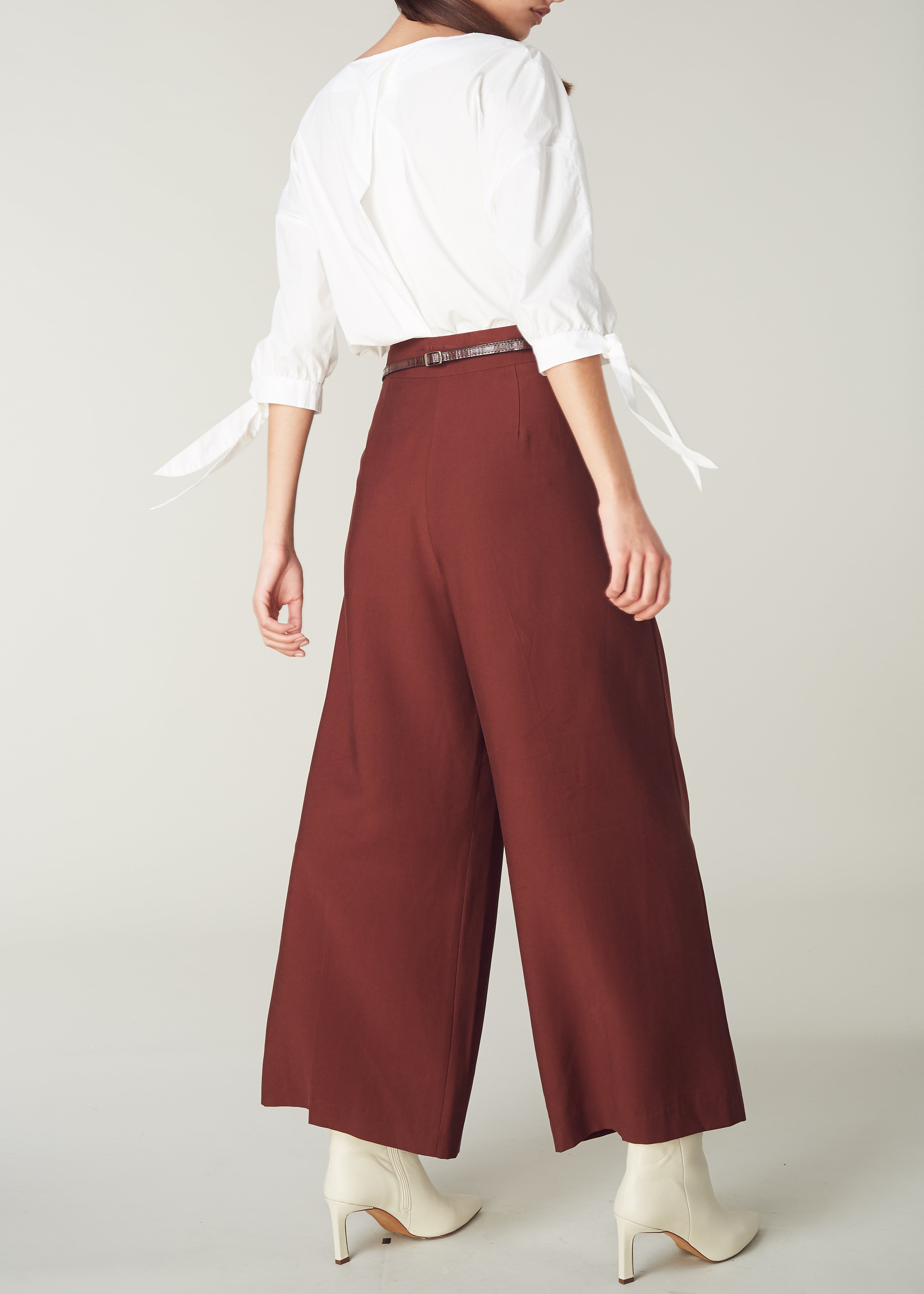 Pure Cotton White Blouse, Tie Cuff and Back Pin Tuck Detail, perfect for pairingÊ