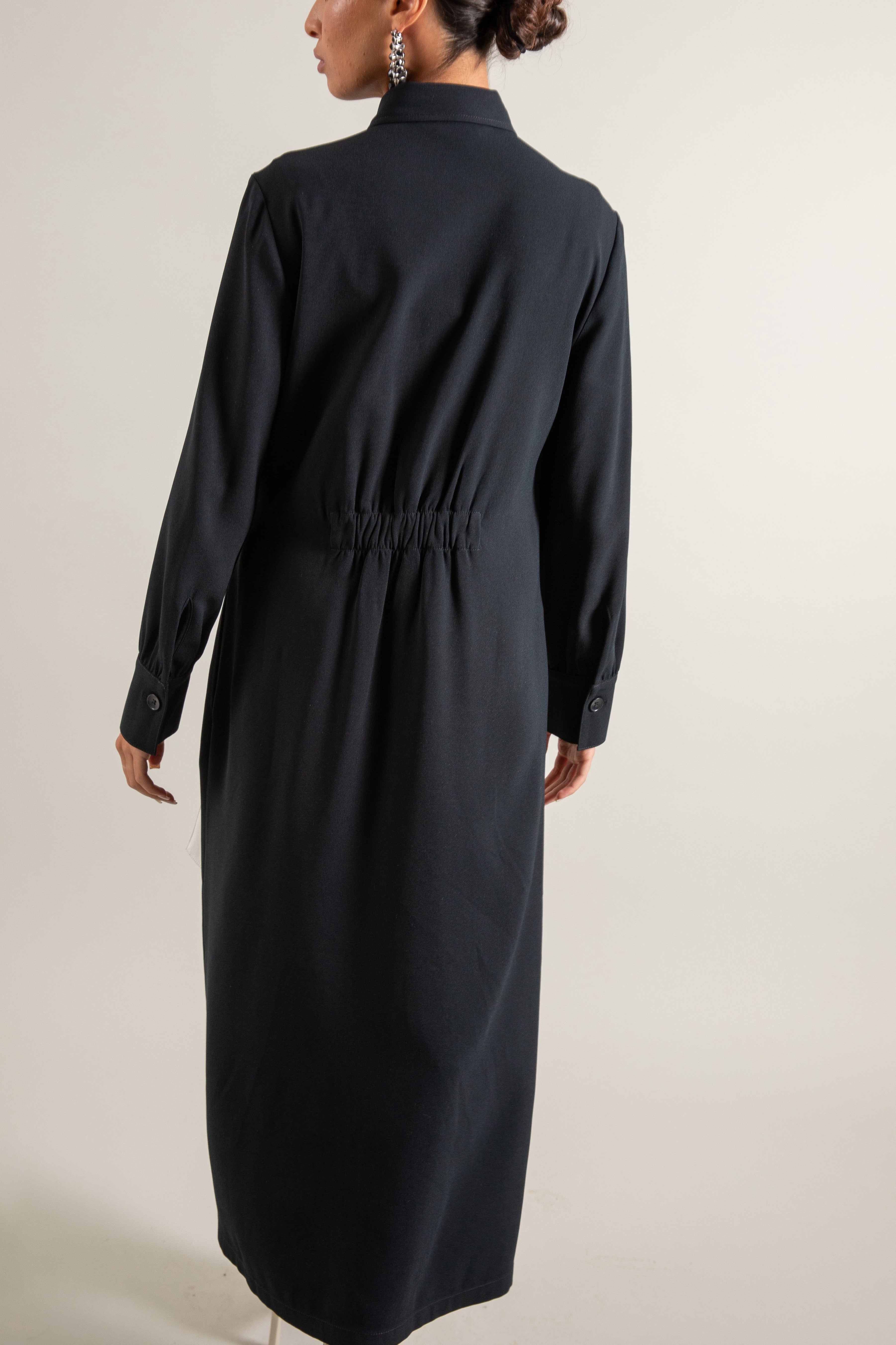 BLACK MONOCHROME SHIRT DRESS