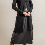 Black Longline Extra Fine Merino Cardigan