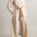 Midaxi Fit And Flare Dress, Neutral Cream