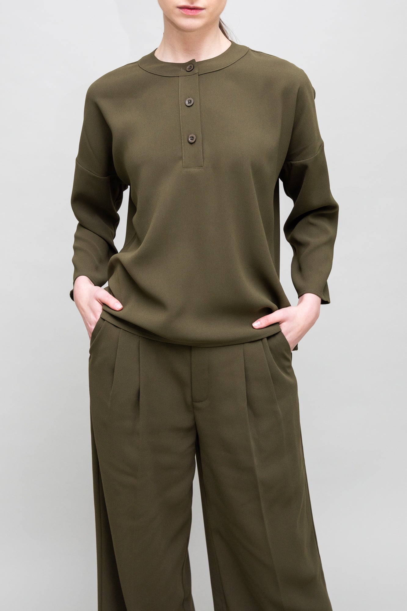 Khaki Minimal Blouse