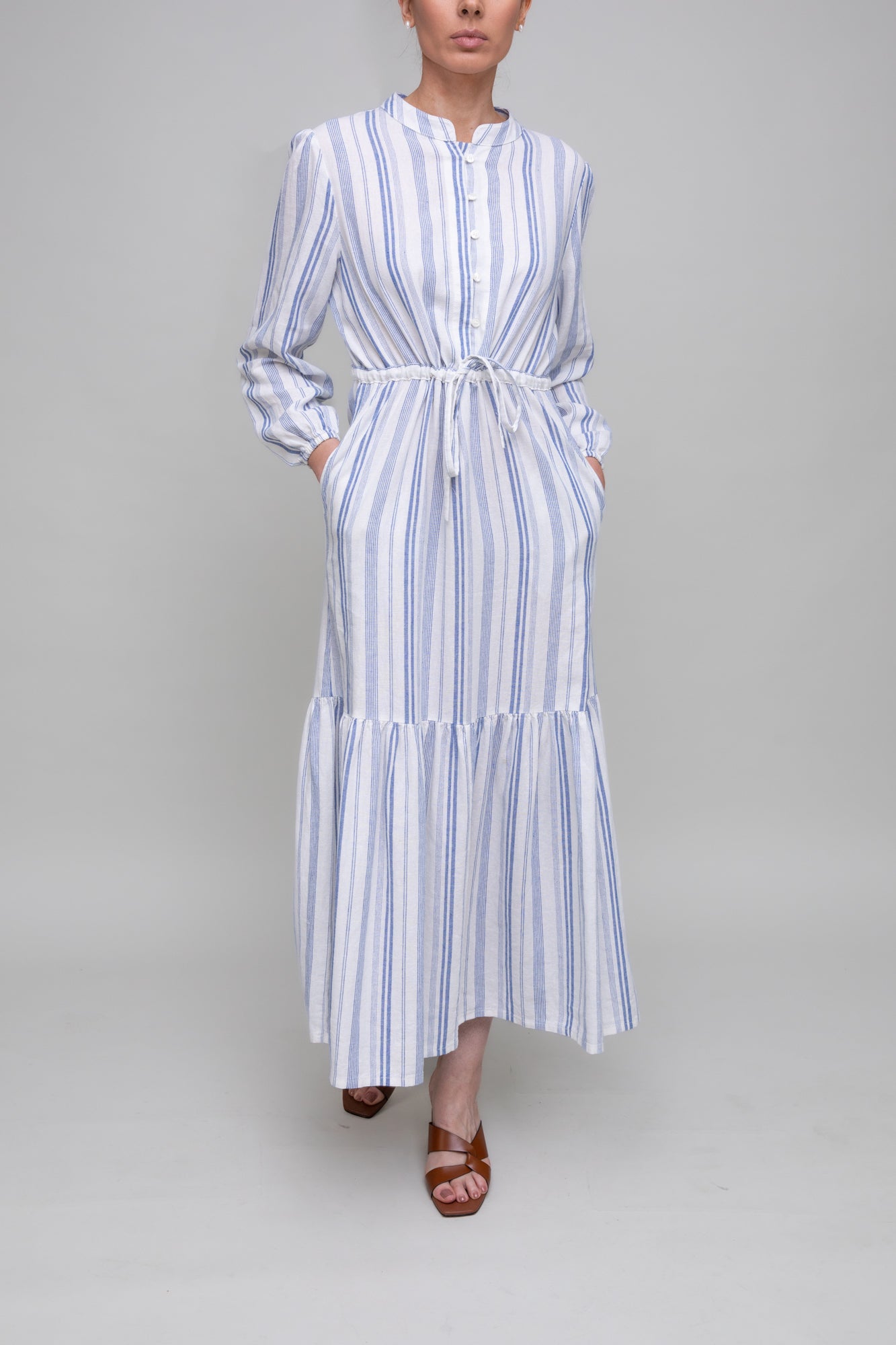 Striped linen summer dress