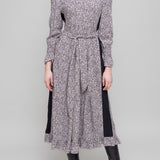Abstract print with contrast stripe day dress