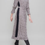 Abstract print with contrast stripe day dress